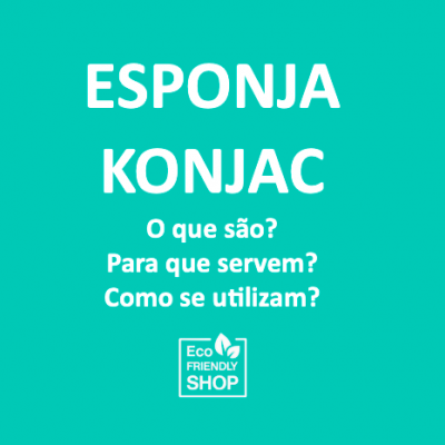 Texto em fundo verde sobre esponja Konjac e perguntas sobre seu uso.