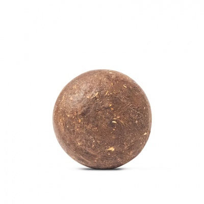 Esfera castanha com textura rugosa