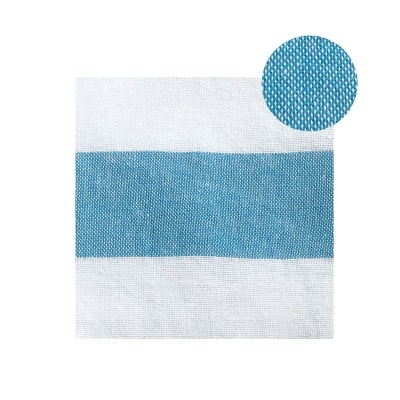 Tecido com riscas horizontais azul turquesa e branco, textura ampliada