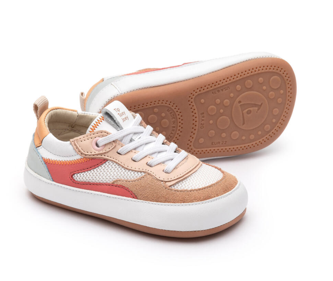 Ténis Baby Step White/Coral - Tip Toey Joey Ténis Baby Step White/Coral - Tip Toey Joey