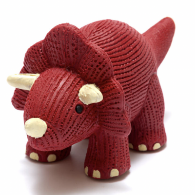 Triceratops Mordedor/brinquedo de banho de Borracha Natural Ruby red BEST YEARS