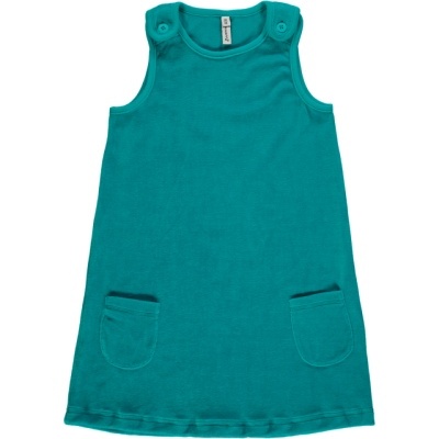 Vestido cava com bolsos veludo Turquoise Maxomorra