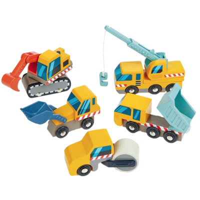 Conjunto de veículos de construção Leaf Wooden Play Set