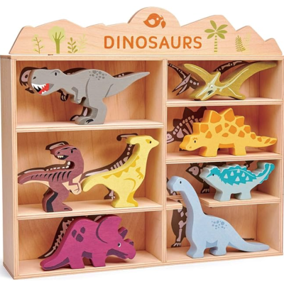 Conjunto de 8 dinossauros com prateleira Tenderleaf