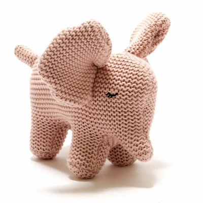 Elefante peluche pequeno em algodão orgânico de malha grossa Blush BEST YEARS