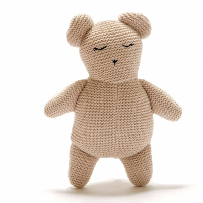Pequeno urso tricotado em algodão orgânico Dusty Pink BEST YEARS