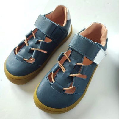 Sandálias de pele barefoot dead stock Azul navy e Branco