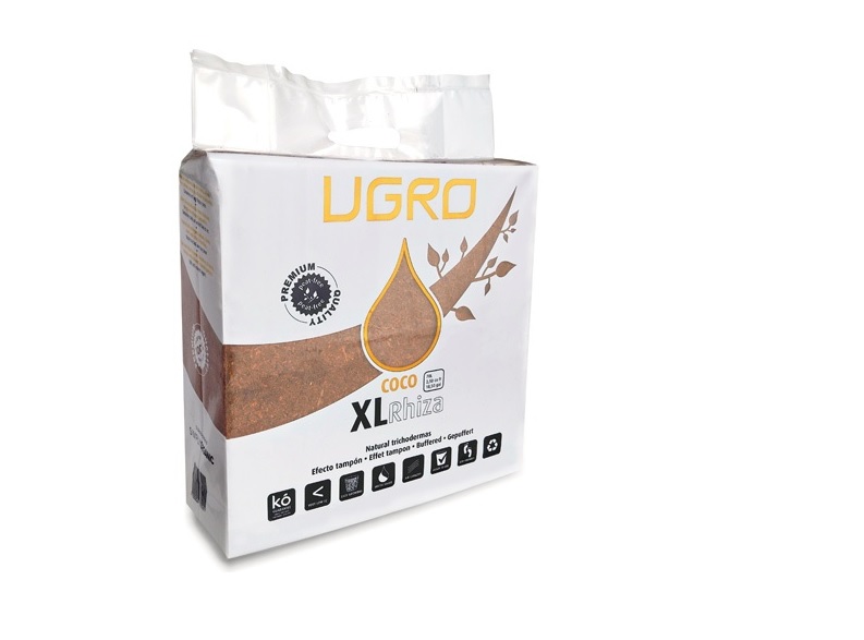 Tijolo de Côco Rhiza 70L Embalagem branca de substrato de coco para plantas UGRO