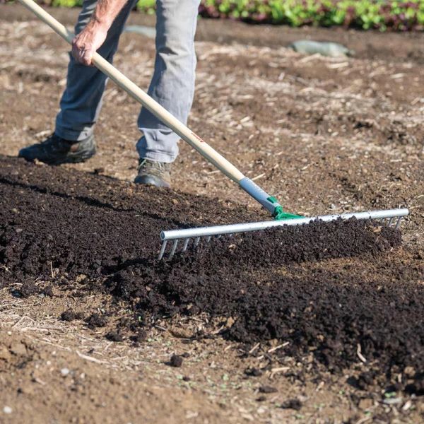 Cabeça de ancinho sistema Connecta Enxada de jardinagem com cabo de madeira e cabeça metálica a nivelar terra