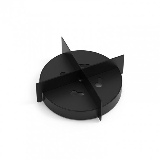 Copos para queimador de plástico Prato de apoio preto redondo com quatro divisórias em forma de cruz