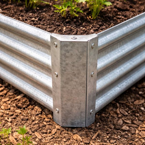 Canteiro de cultivo galvanizado - GROWBED G Canteiro metálico galvanizado com terra e plantas pequenas