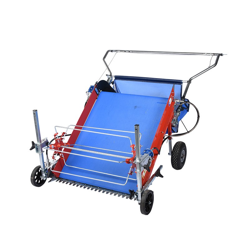 Colhedora Babyleaf 80cm Máquina agrícola vermelha e azul com rodas pretas