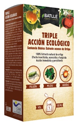 Fungicida Ecológico Ação Tripla Embalagem de produto ecológico para proteção de plantas com extrato de urtiga