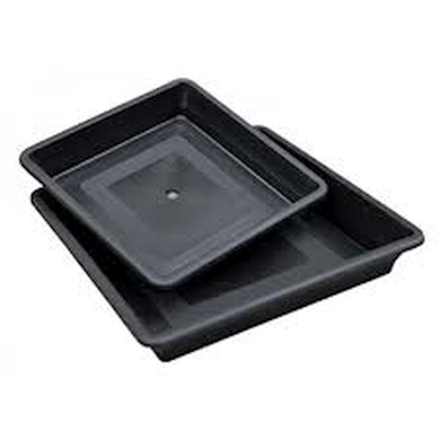 Prato para Vaso 11L Conjunto de duas bandejas quadradas pretas de plástico