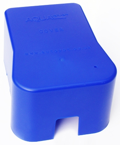 Tampa AQUAvalve Autopot Capa de proteção azul em plástico com texto AQUARIUM COVER