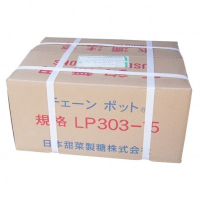 Caixa de cartão com texto em língua japonesa e código LP303-5
