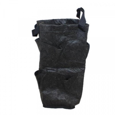 Saco de cultivo preto em tecido com bolsos laterais e alças