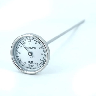 Termómetro metálico com escala de temperatura
