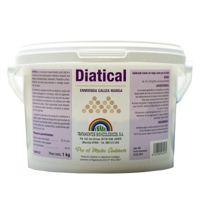Embalagem branca de 1 kg do produto Diatical com rótulo roxo e branco da RABE