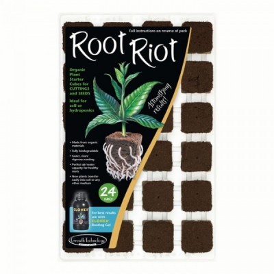 Cubos orgânicos Root Riot para plantas em bandeja com embalagem