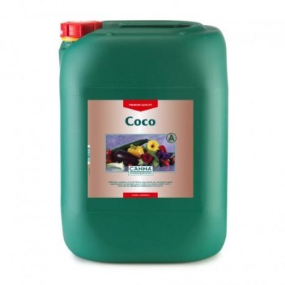 Recipiente verde com tampa vermelha e rótulo Coco CANNA