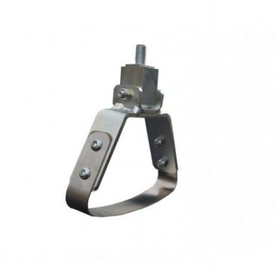 Suporte metálico prateado com parafuso ajustável