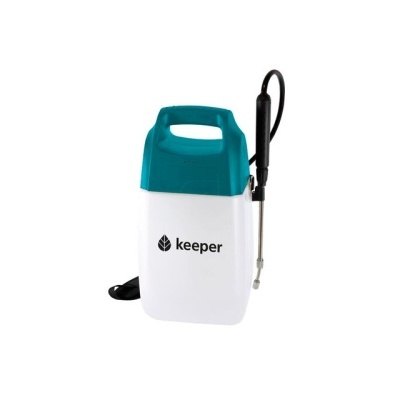 Pulverizador manual branco e azul turquesa com a marca keeper