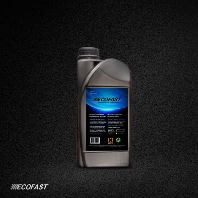 Frasco cinzento de plástico com etiqueta ECOFAST