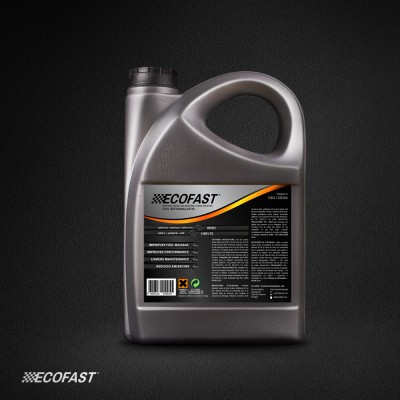 Garrafa plástica cinzenta ECOFAST com etiqueta preta, branca e laranja