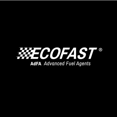 Logo da marca ECOFAST com texto e padrão xadrez