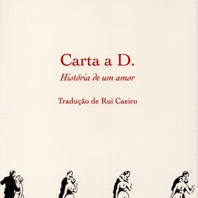 Capa creme de livro 'Carta a D. História de um amor' de André Gorz com ilustrações de casal em preto na parte inferior