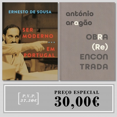 Duas capas de livros lado a lado com textos e uma etiqueta de preço especial