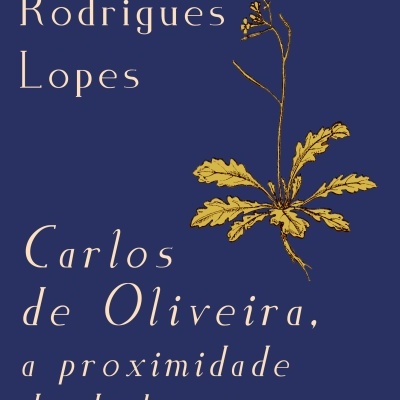 Capa de livro azul com texto creme e ilustração de planta amarela.