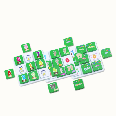 Educational number and counting tiles with hand signs and colorful numbers