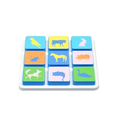 Colorful animal silhouette blocks on a white base
