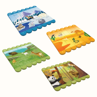 Four animal habitat wooden jigsaw puzzles for children
