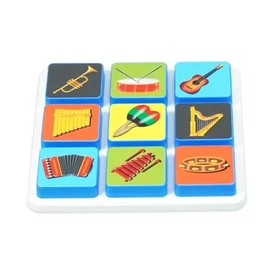 Musical instrument buttons on a white plastic base