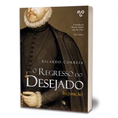 Livro 'O Regresso do Desejado Inquisição' de Ricardo Correia com capa ilustrada por retrato renascentista