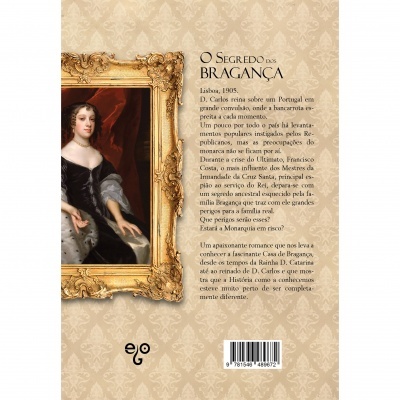Capa de livro sobre os Bragança com pintura antiga e texto em português