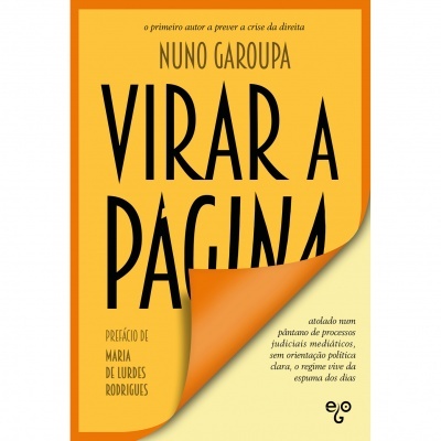 Capa do livro 'Virar a Página' de Nuno Garoupa em amarelo e laranja