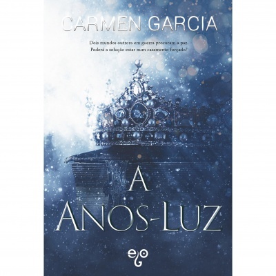 Capa do livro 'A ANOS-LUZ' com uma coroa prateada e fundo azul
