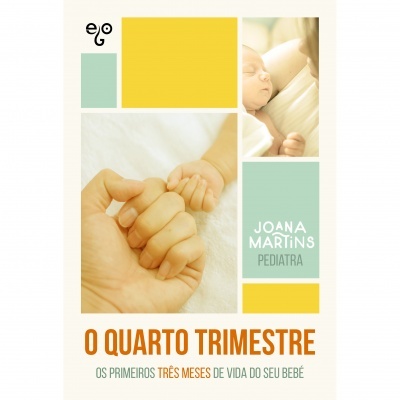 Capa de livro sobre primeiros meses de vida do bebé com fotos e texto