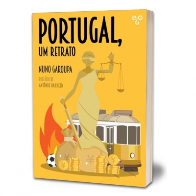 Capa do livro 'PORTUGAL, UM RETRATO' com ilustração simbólica e objetos