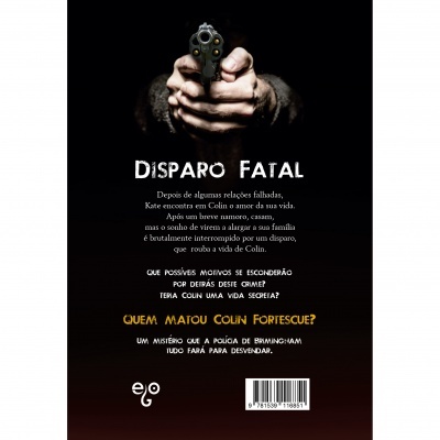 Capa de livro com título Disparo Fatal e imagem de uma arma de fogo apontada
