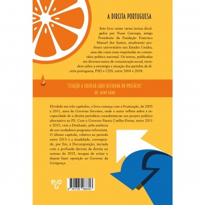 Capa de livro com ilustração laranja e texto sobre A Direita Portuguesa