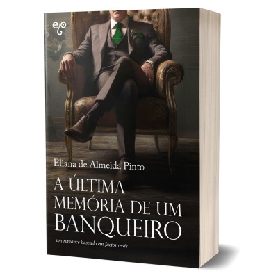 Capa do livro 'A ÚLTIMA MEMÓRIA DE UM BANQUEIRO' com homem sentado numa poltrona antiga