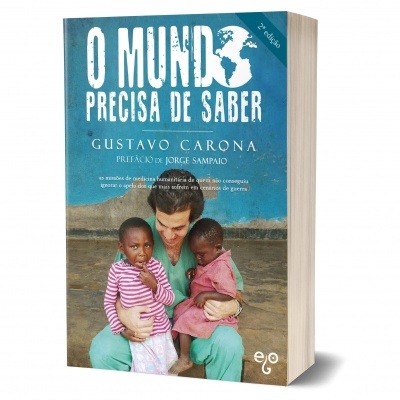 Capa do livro O Mundo Precisa de Saber com imagem de homem e duas crianças