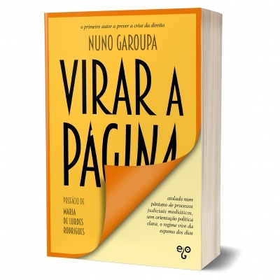 Livro 'Virar a Página' autor Nuno Garoupa com capa amarela e texto preto