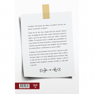 Folha branca com texto em português colada com fita adesiva castanha