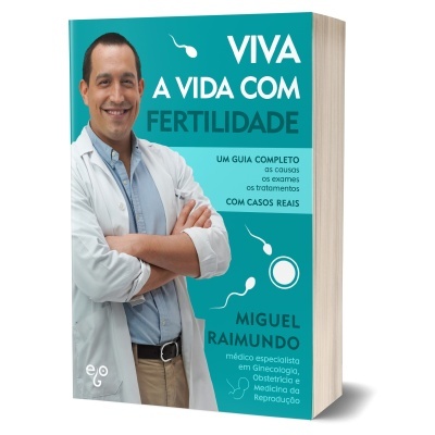 Capa do livro VIVA A VIDA COM FERTILIDADE com imagem de homem de bata branca e texto explicativo
